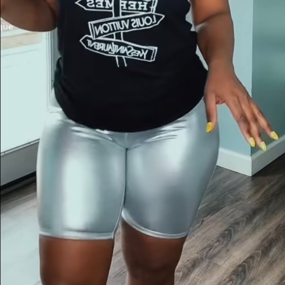 Metallic biker shorts